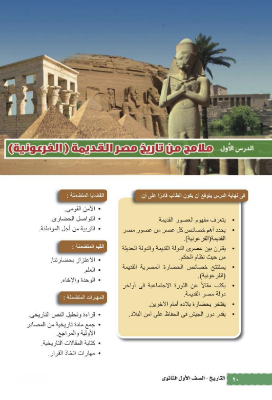شرح درس ملامح من تاريخ مصر القديمة للصف الأول الثا